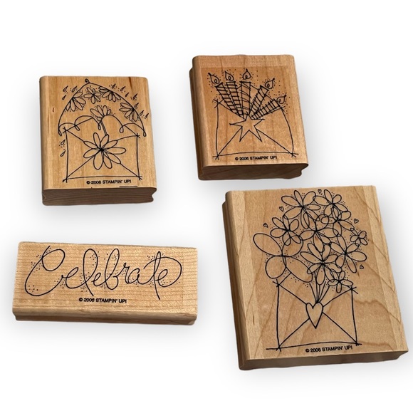 Stampin’ Up! Send a Celebration Set of 4 Stamps - Retired from 2006 - Picture 1 of 6